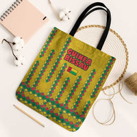 Guinea Bissau Tote Bag with Yellow Tribal Geometric Design and National Flag - Wonder Print Shop