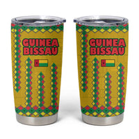 Guinea Bissau Tumbler Cup with Yellow Tribal Geometric Design and National Flag - Wonder Print Shop