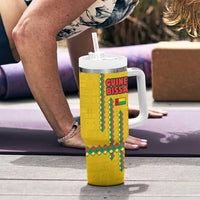 Guinea Bissau Tumbler With Handle with Yellow Tribal Geometric Design and National Flag - Wonder Print Shop