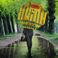 Guinea Bissau Umbrella with Yellow Tribal Geometric Design and National Flag - Wonder Print Shop