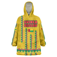 Guinea Bissau Wearable Blanket Hoodie with Yellow Tribal Geometric Design and National Flag - Wonder Print Shop