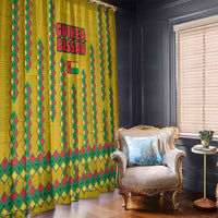 Guinea Bissau Window Curtain with Yellow Tribal Geometric Design and National Flag - Wonder Print Shop