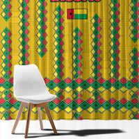 Guinea Bissau Window Curtain with Yellow Tribal Geometric Design and National Flag - Wonder Print Shop