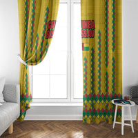 Guinea Bissau Window Curtain with Yellow Tribal Geometric Design and National Flag - Wonder Print Shop