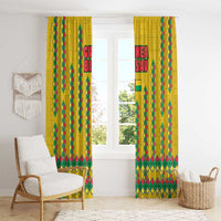Guinea Bissau Window Curtain with Yellow Tribal Geometric Design and National Flag - Wonder Print Shop