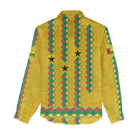 Guinea Bissau Women Casual Shirt with Yellow Tribal Geometric Design and National Flag - Wonder Print Shop