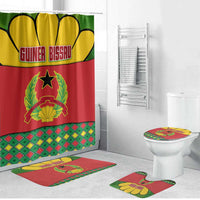 Guinea Bissau Bathroom Set with Red Yellow Green Geometric Design - Wonder Print Shop