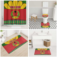 Guinea Bissau Bathroom Set with Red Yellow Green Geometric Design - Wonder Print Shop