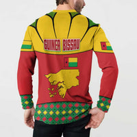 Guinea Bissau Button Sweatshirt with Red Yellow Green Geometric Design - Wonder Print Shop