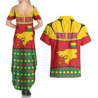 Guinea Bissau Couples Matching Summer Maxi Dress and Hawaiian Shirt with Red Yellow Green Geometric Design - Wonder Print Shop