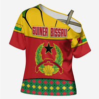 Guinea Bissau Cross Shoulder Shirt with Red Yellow Green Geometric Design - Wonder Print Shop