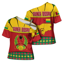 Guinea Bissau Cross Shoulder Shirt with Red Yellow Green Geometric Design - Wonder Print Shop