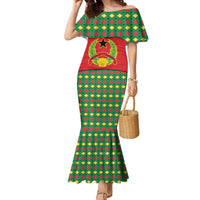 Guinea Bissau Family Matching Mermaid Dress and Hawaiian Shirt with Red Yellow Green Geometric Design - Wonder Print Shop
