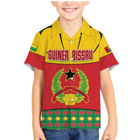 Guinea Bissau Family Matching Mermaid Dress and Hawaiian Shirt with Red Yellow Green Geometric Design - Wonder Print Shop