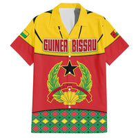Guinea Bissau Family Matching Off The Shoulder Long Sleeve Dress and Hawaiian Shirt with Red Yellow Green Geometric Design - Wonder Print Shop