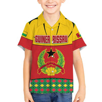 Guinea Bissau Family Matching Off Shoulder Maxi Dress and Hawaiian Shirt with Red Yellow Green Geometric Design - Wonder Print Shop
