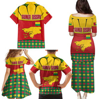 Guinea Bissau Family Matching Puletasi and Hawaiian Shirt with Red Yellow Green Geometric Design - Wonder Print Shop