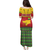 Guinea Bissau Family Matching Puletasi and Hawaiian Shirt with Red Yellow Green Geometric Design - Wonder Print Shop