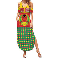 Guinea Bissau Family Matching Summer Maxi Dress and Hawaiian Shirt with Red Yellow Green Geometric Design - Wonder Print Shop