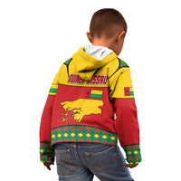 Guinea Bissau Kid Hoodie with Red Yellow Green Geometric Design - Wonder Print Shop