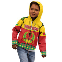 Guinea Bissau Kid Hoodie with Red Yellow Green Geometric Design - Wonder Print Shop