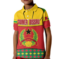 Guinea Bissau Kid Polo Shirt with Red Yellow Green Geometric Design - Wonder Print Shop
