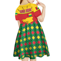 Guinea Bissau Kid Short Sleeve Dress with Red Yellow Green Geometric Design - Wonder Print Shop