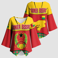 Guinea Bissau Kimono Sleeve Blouse with Red Yellow Green Geometric Design - Wonder Print Shop