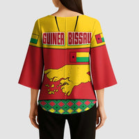 Guinea Bissau Kimono Sleeve Blouse with Red Yellow Green Geometric Design - Wonder Print Shop