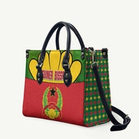 Guinea Bissau Leather Bag with Red Yellow Green Geometric Design - Wonder Print Shop