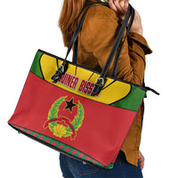 Guinea Bissau Leather Tote Bag with Red Yellow Green Geometric Design - Wonder Print Shop