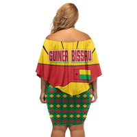 Guinea Bissau Off Shoulder Short Dress with Red Yellow Green Geometric Design - Wonder Print Shop