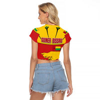 Guinea Bissau Raglan Cropped T Shirt with Red Yellow Green Geometric Design - Wonder Print Shop