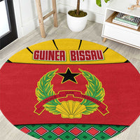Guinea Bissau Round Carpet with Red Yellow Green Geometric Design - Wonder Print Shop