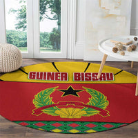 Guinea Bissau Round Carpet with Red Yellow Green Geometric Design - Wonder Print Shop