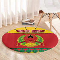 Guinea Bissau Round Carpet with Red Yellow Green Geometric Design - Wonder Print Shop