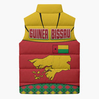 Guinea Bissau Sleeveless Puffer Jacket with Red Yellow Green Geometric Design - Wonder Print Shop