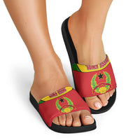 Guinea Bissau Slide Sandals with Red Yellow Green Geometric Design - Wonder Print Shop