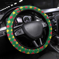 Guinea Bissau Steering Wheel Cover with Red Yellow Green Geometric Design - Wonder Print Shop