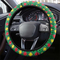 Guinea Bissau Steering Wheel Cover with Red Yellow Green Geometric Design - Wonder Print Shop