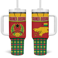 Guinea Bissau Tumbler With Handle with Red Yellow Green Geometric Design - Wonder Print Shop