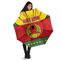 Guinea Bissau Umbrella with Red Yellow Green Geometric Design - Wonder Print Shop