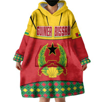 Guinea Bissau Wearable Blanket Hoodie with Red Yellow Green Geometric Design - Wonder Print Shop