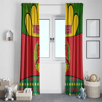 Guinea Bissau Window Curtain with Red Yellow Green Geometric Design - Wonder Print Shop