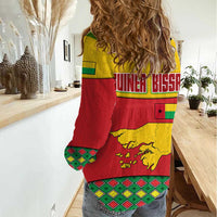 Guinea Bissau Women Casual Shirt with Red Yellow Green Geometric Design - Wonder Print Shop