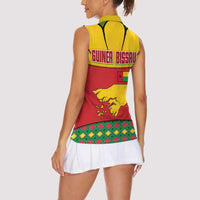 Guinea Bissau Women Sleeveless Polo Shirt with Red Yellow Green Geometric Design - Wonder Print Shop