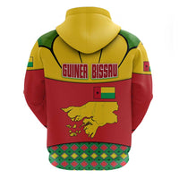 Guinea Bissau Zip Hoodie with Red Yellow Green Geometric Design - Wonder Print Shop