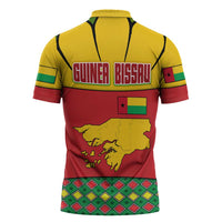 Guinea Bissau Zipper Polo Shirt with Red Yellow Green Geometric Design - Wonder Print Shop