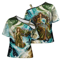 Gaia Mother Of Earth Goddess Cross Shoulder Shirt Greek Mythology Sacred Geometry Fantasy