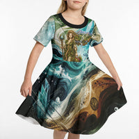 Gaia Mother Of Earth Goddess Kid Short Sleeve Dress Greek Mythology Sacred Geometry Fantasy